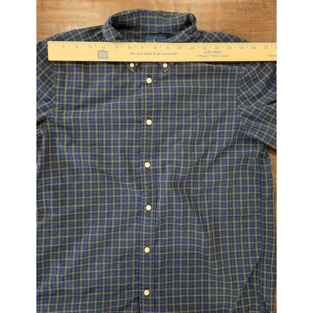Y2K Ralph Lauren Preppy Boys XL 18-20 Plaid Button Down Shirt Long Sleeve Pony